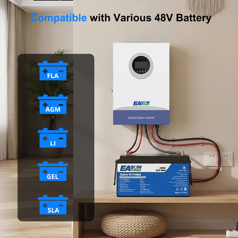 EASUN POWER 6.2KW 48V Hybrid Inverter 100A MPPT Support Parallel with WIFI