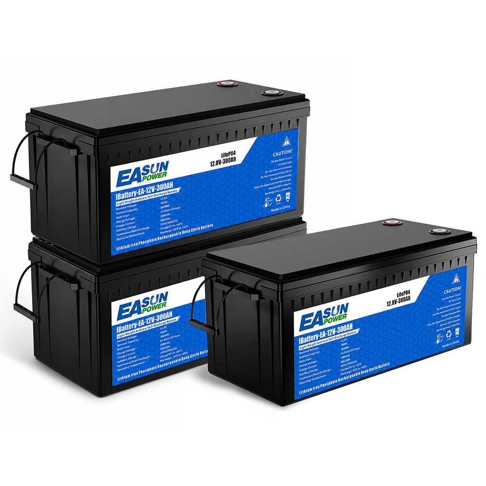 [0% Vat] Easun Power Batterie LiFePO4 12,8V 300Ah Easun Power – Grande Capacité pour Applications Solaires