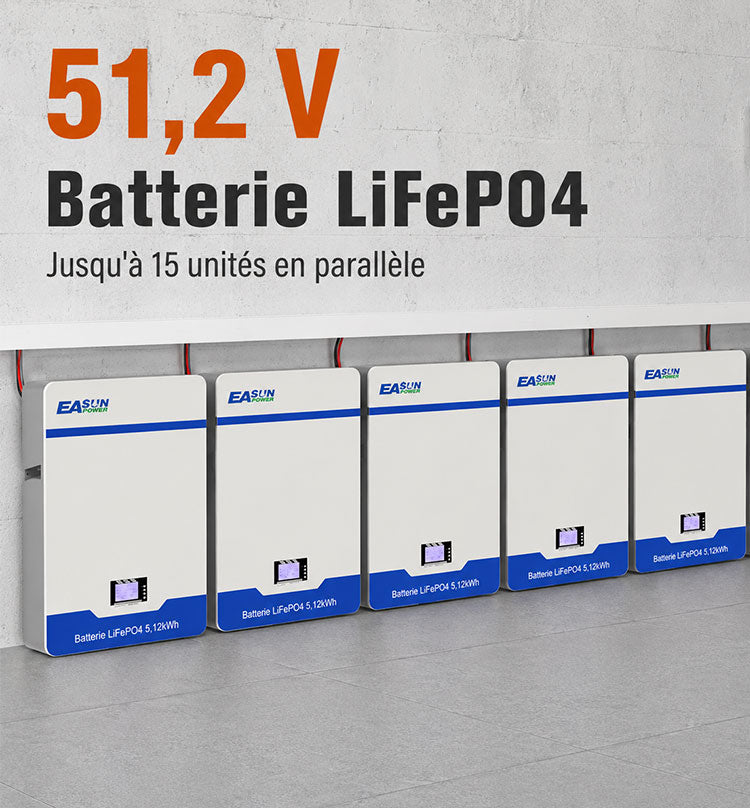 [0% Vat] Easun Power Batterie Lithium LiFePO4  15kW 51,2V 300Ah 15kWh Haute Capacité pour Stockage Solaire Domestique
