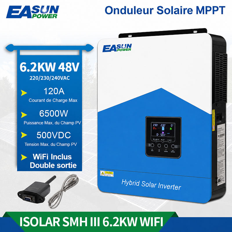 Onduleur Solaire EASUN POWER 6,2kW 48V MPPT 120A WiFi intégré
