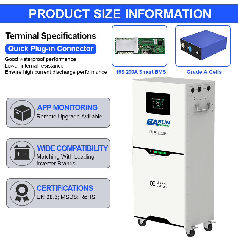[0% Vat] Easun Power 15KW 51.2.V 300AH LiFePO4 Battery