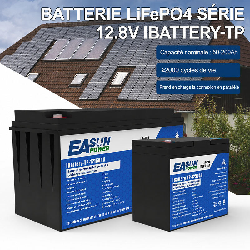 Batterie Lithium LiFePO4 EASUN POWER 12,8V 100Ah 1,28kWh pour Stockage d’Énergie Solaire et Système Photovoltaïque (0% TVA)