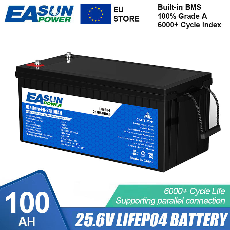 [0% Vat] Easun Power 25.6V 100AH Lithium Energy Storage Battery for Solar Power System
