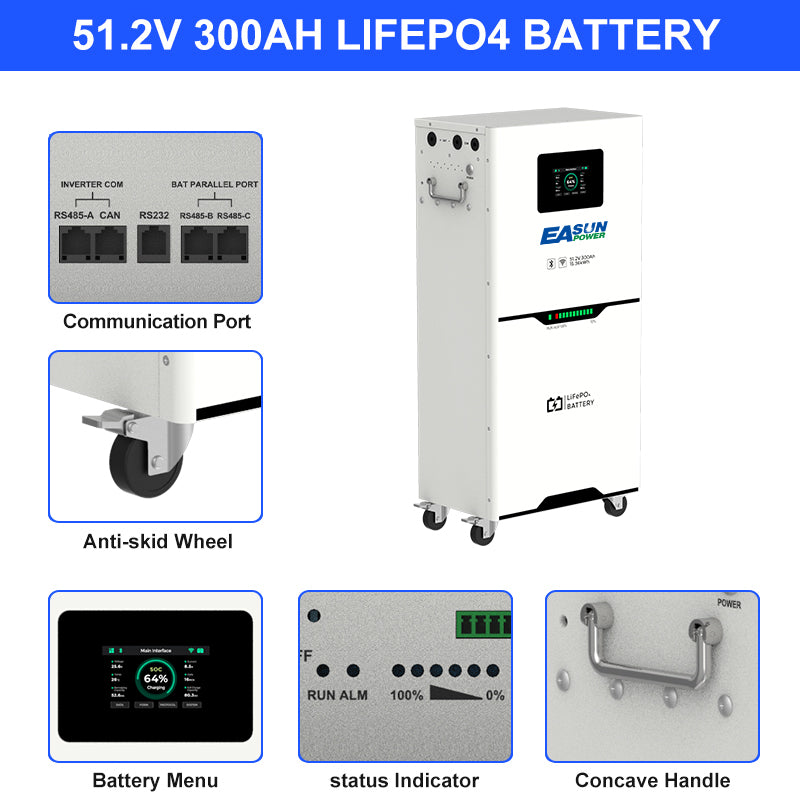[0% Vat] Easun Power 15KW 51.2.V 300AH LiFePO4 Battery