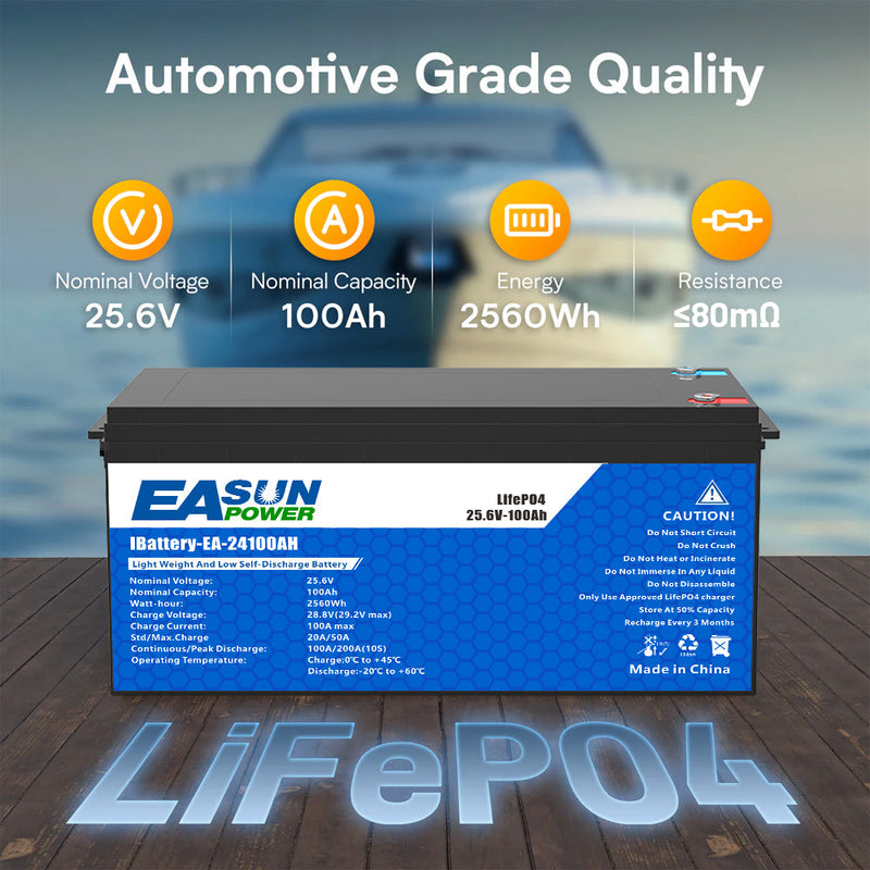[0% Vat] Easun Power 25.6V 100AH Lithium Energy Storage Battery for Solar Power System