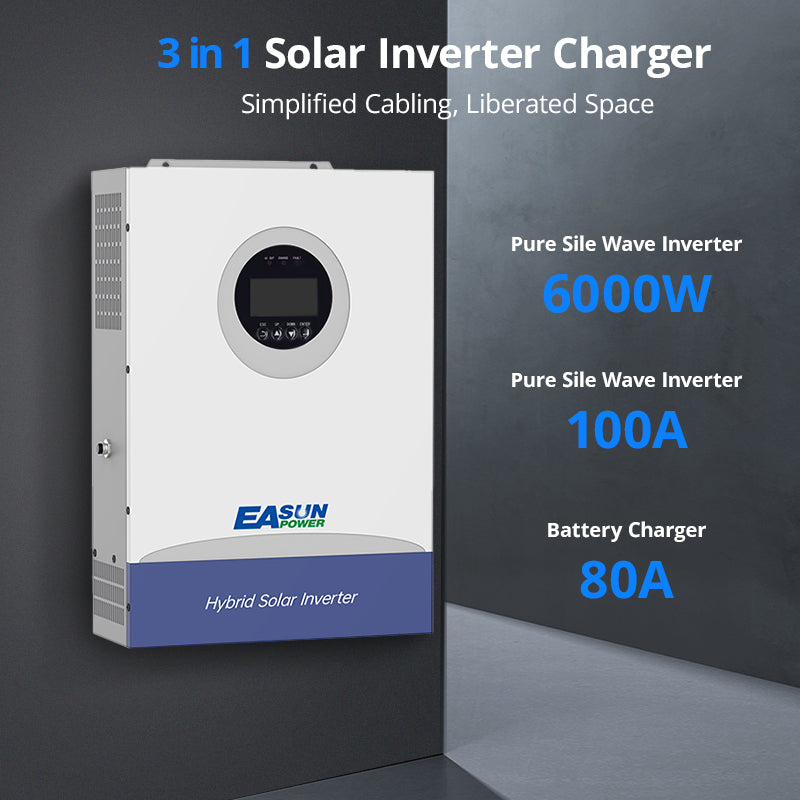 EASUN POWER 6.2KW 48V Hybrid Inverter 100A MPPT Support Parallel with WIFI