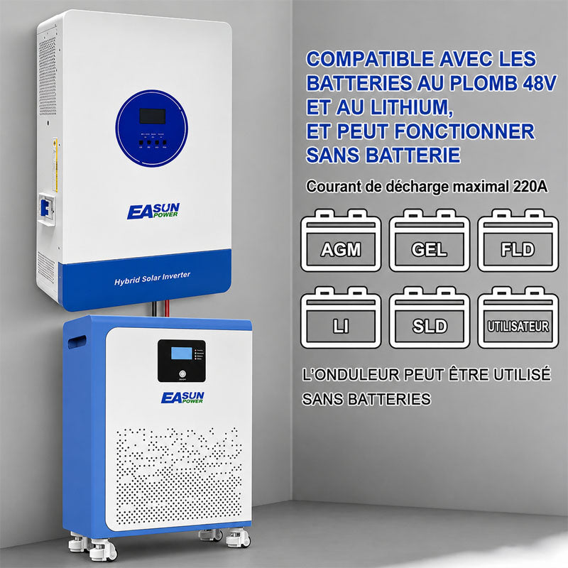 Onduleur Solaire Hors Réseau EASUN 11kW MPPT 160A WiFi intégré fonctionnement sans batterie