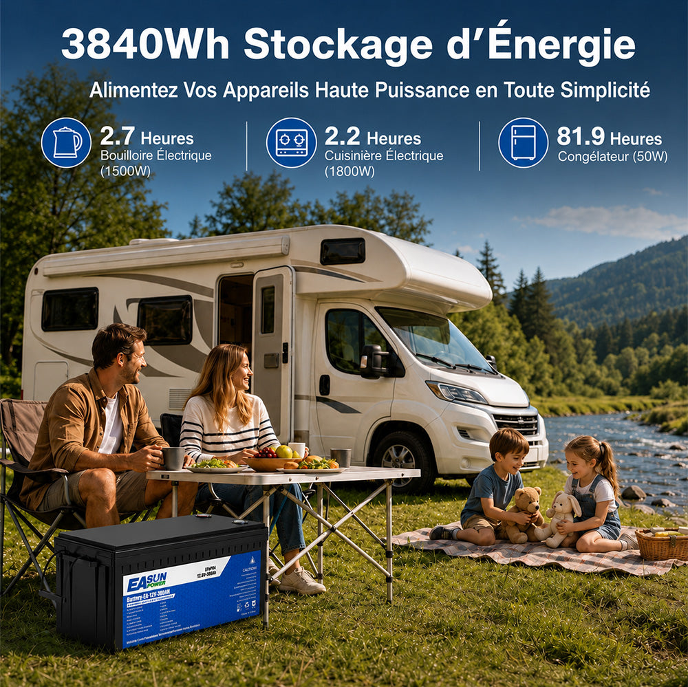[0% Vat] Easun Power Batterie LiFePO4 12,8V 300Ah Easun Power – Grande Capacité pour Applications Solaires