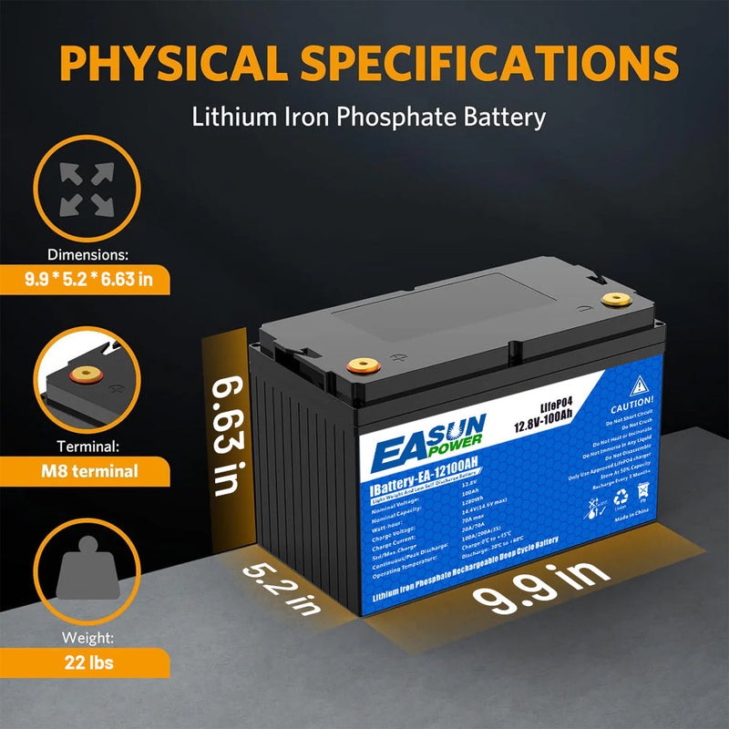 [0% Vat] Easun Power 12.8V 100AH Lithium Energy Storage Battery for Solar Power System
