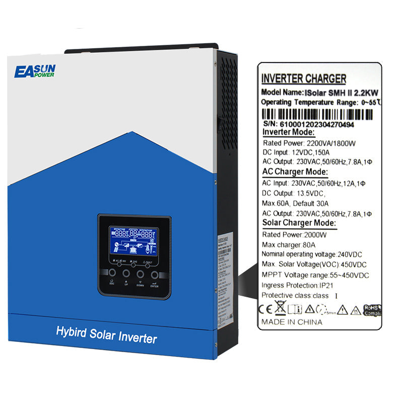 Easun Power 2.2KW Solar Inverter 12V 220V Off Grid Inverter 80A MPPT Solar Controller With WIFI