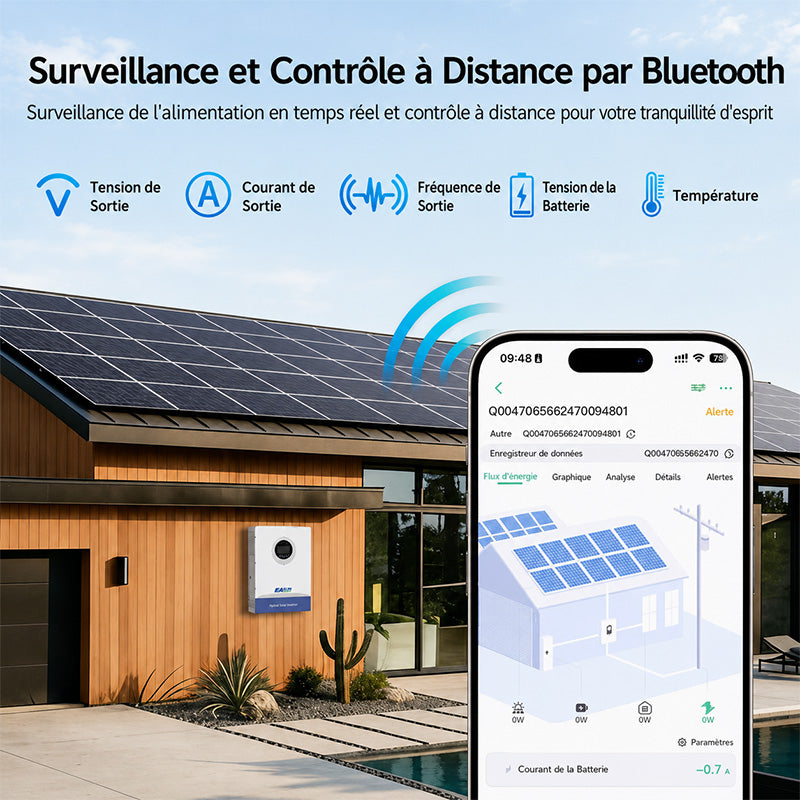 Onduleur Solaire Hybride EASUN POWER 6,2kW 48V MPPT 100A parallèle WiFi intégré